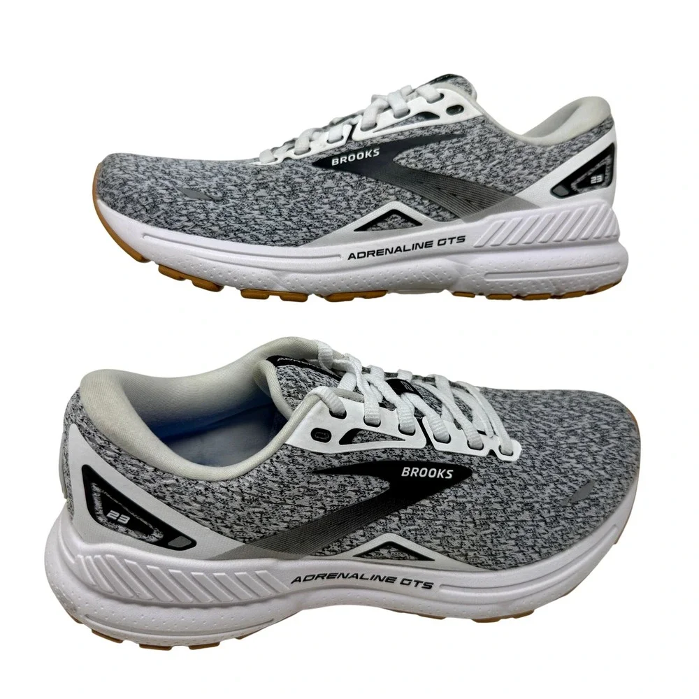 Brooks Adrenaline GTS 23 Womens Sz 9 Running Shoes Grey White Gum 1203811B112